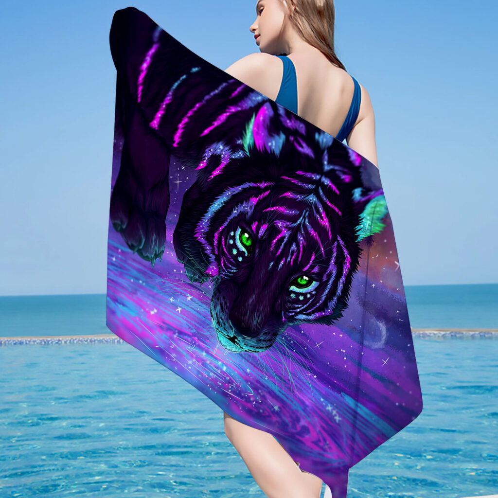 Tiger Wolf Elephant Animal Beach Towel 2