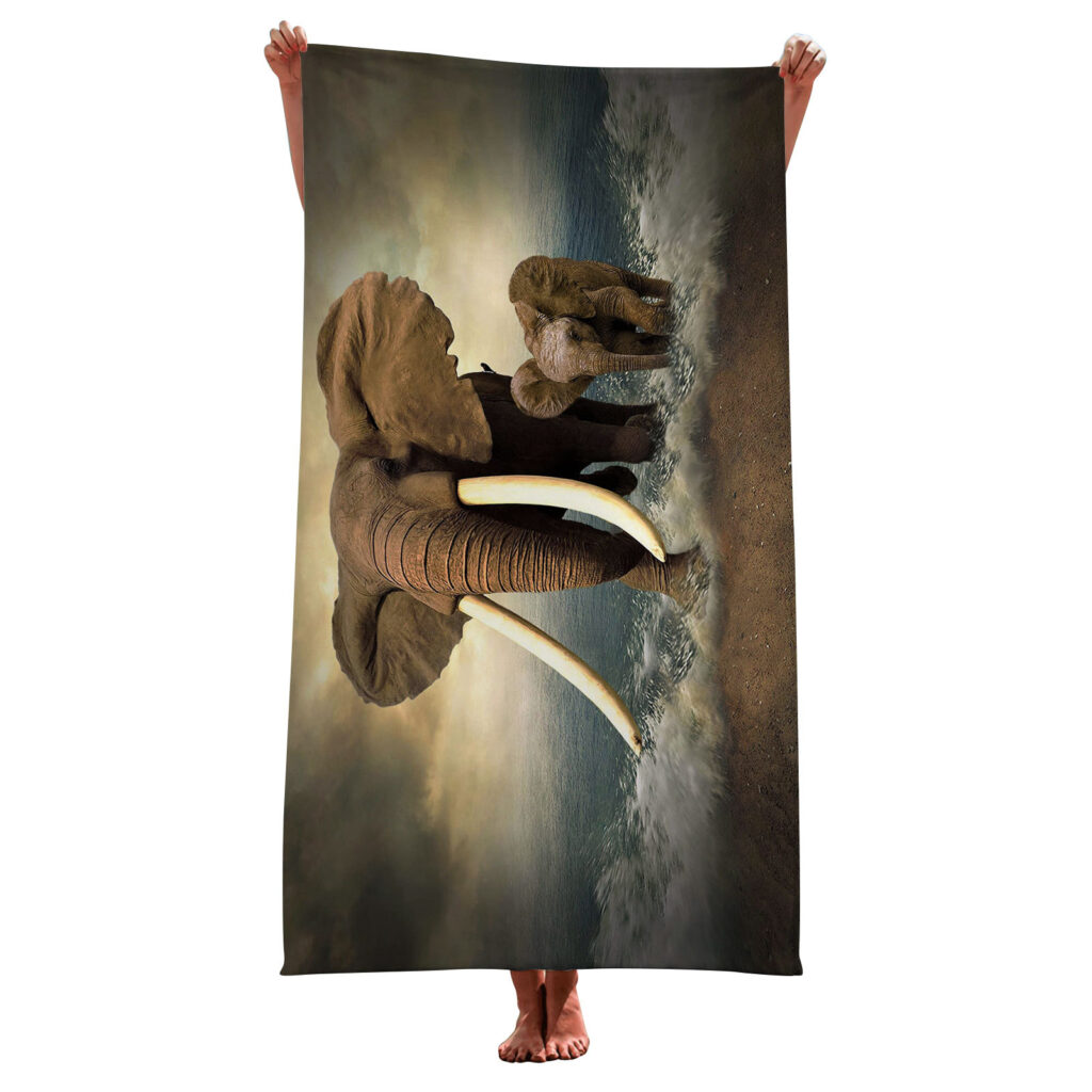 Tiger Wolf Elephant Animal Beach Towel 8