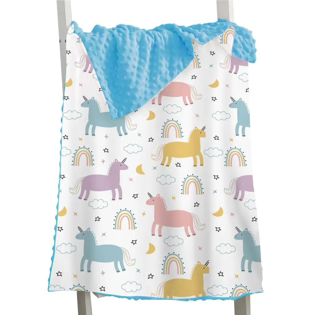 Toddler Horse Bear Cartoon Minky Blanket 3