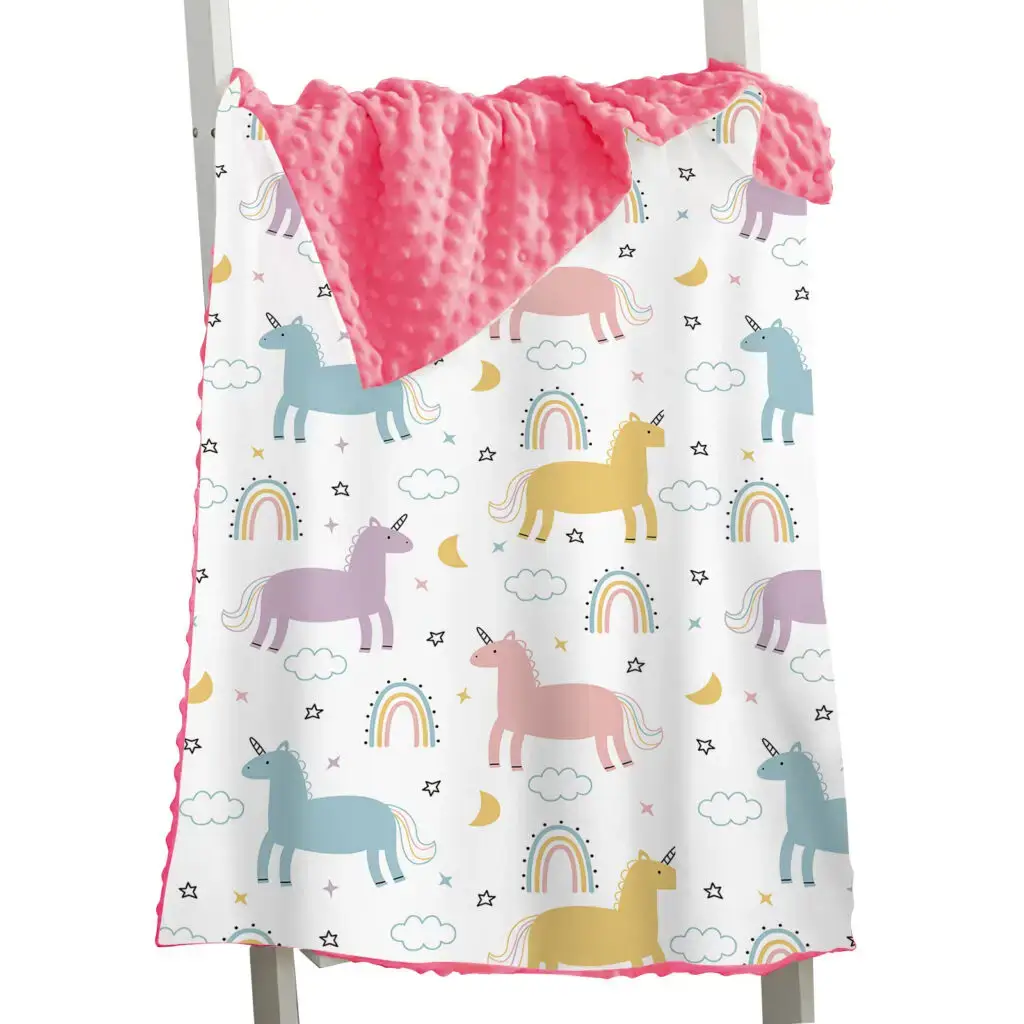 Toddler Horse Bear Cartoon Minky Blanket 4