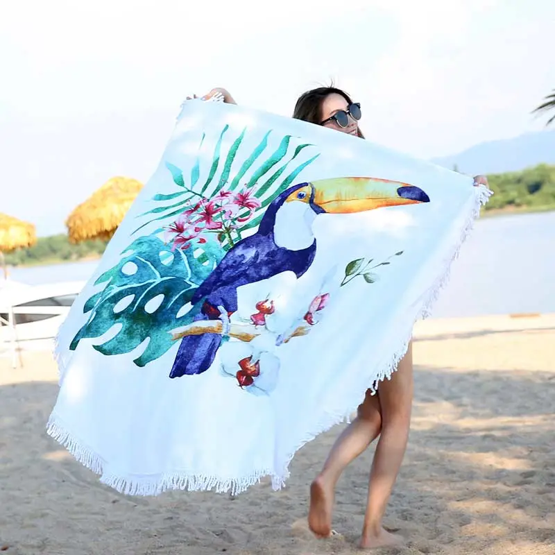Model Display - Lefovs Round Beach Towels 46 Toucan Round Beach Towel 1