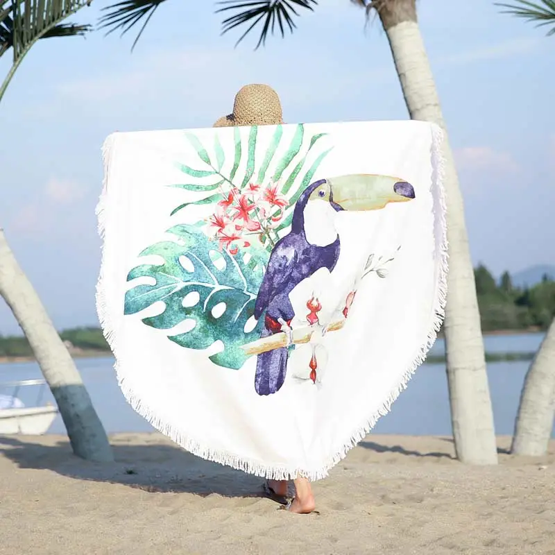 Model Display - Lefovs Round Beach Towels 47 Toucan Round Beach Towel 2