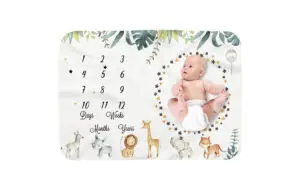 Zoo Animals Baby Milestone Blanket
