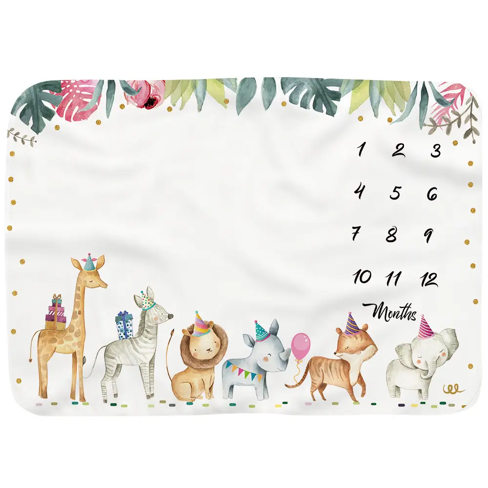 Zoo Animals Baby Milestone Blanket 8