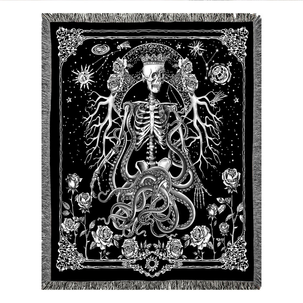 Skeleton Couple Blanket Flannel Throw 11 skeleton couple blanket 2