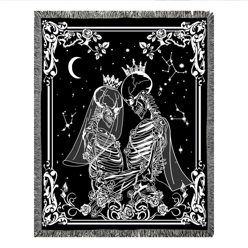 Skeleton Couple Blanket Flannel Throw 12 skeleton couple blanket 3