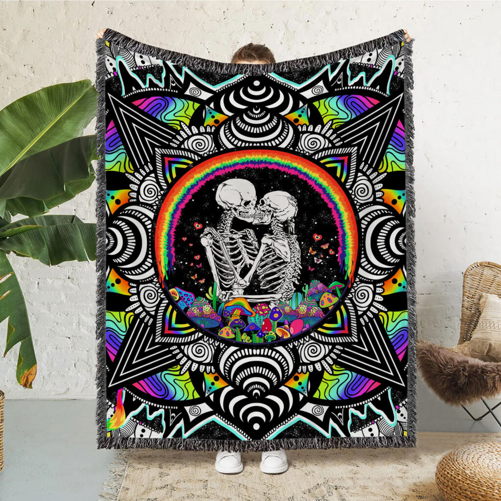 Skeleton Couple Blanket Flannel Throw 3 skeleton couple flannel blanket 2