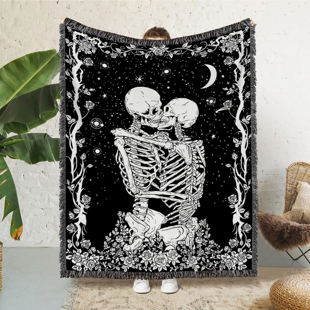 Skeleton Couple Blanket Flannel Throw 6 skeleton couple flannel blanket 5