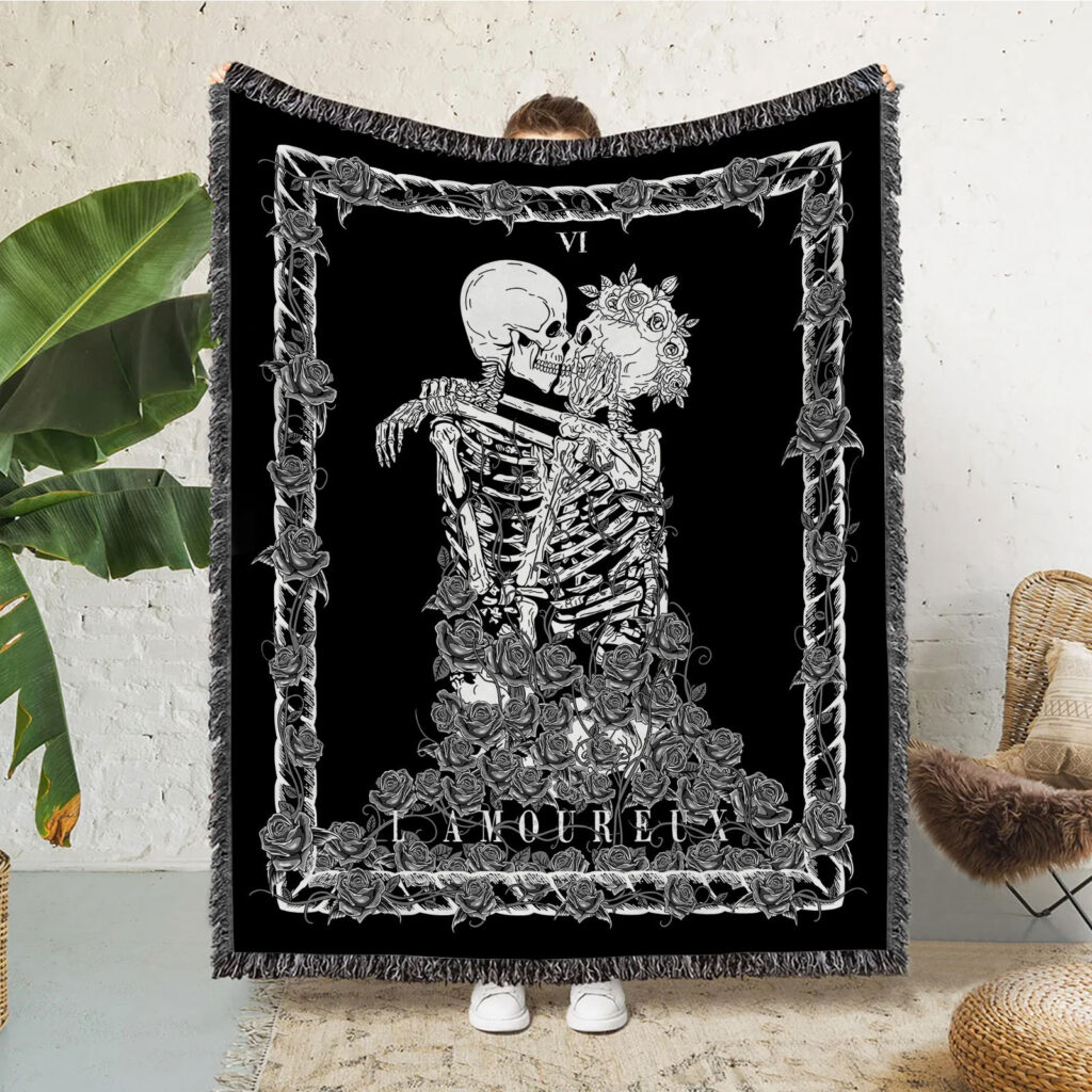 Skeleton Couple Blanket Flannel Throw 7 skeleton couple flannel blanket 6