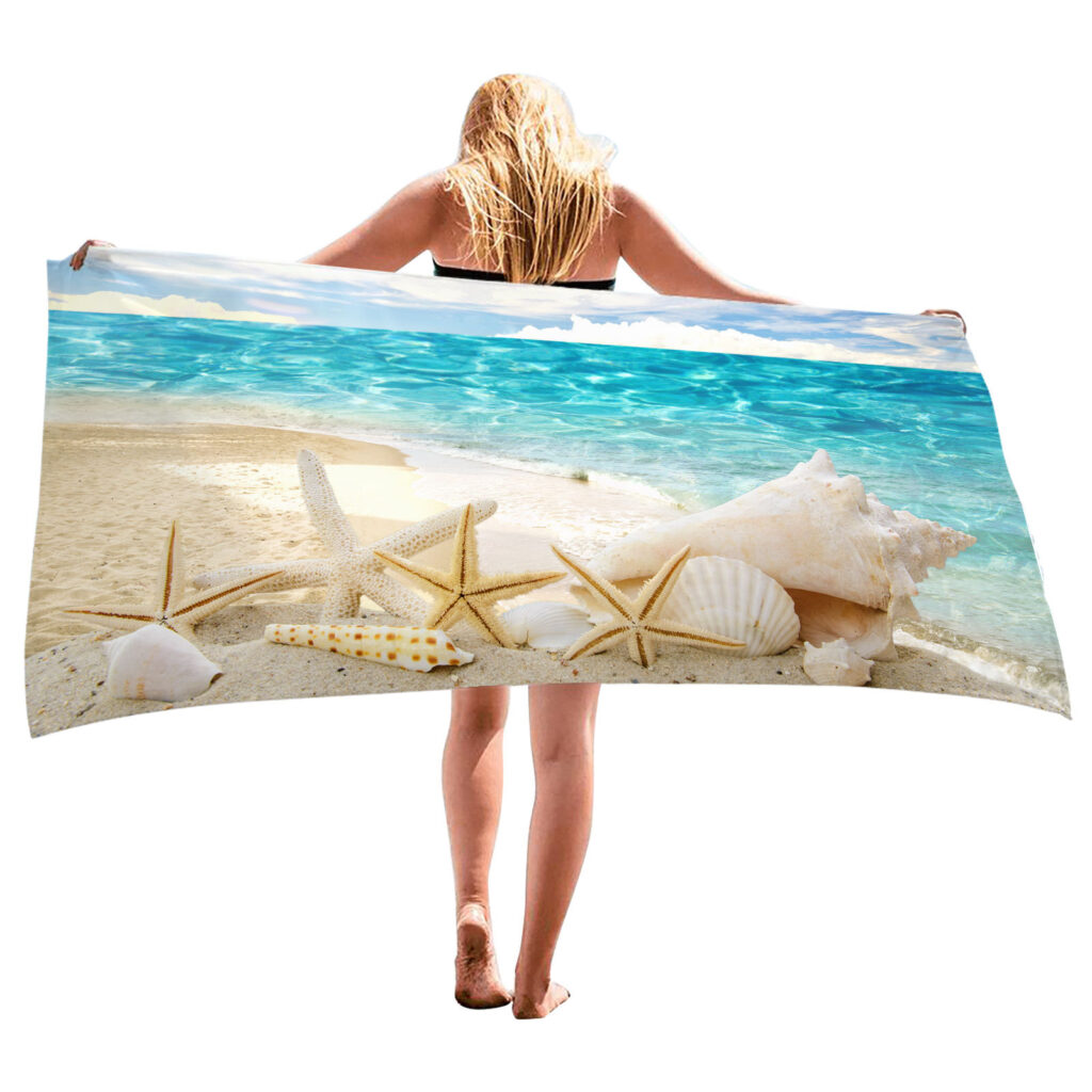 Ocean Starfish Shell Beach Towel 3 starfish ocean shell beach towel 2