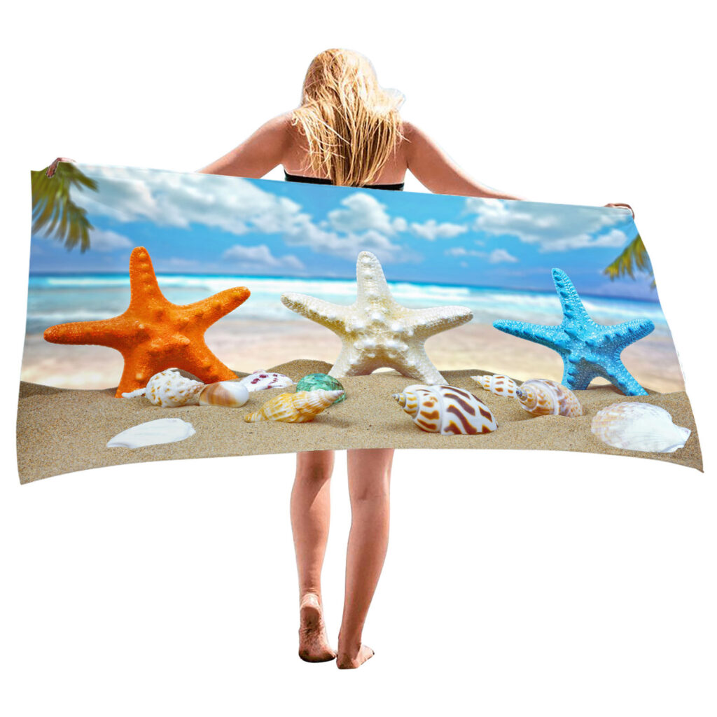 Ocean Starfish Shell Beach Towel 10 starfish ocean shell beach towel 9